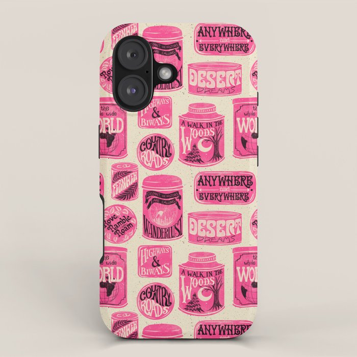 Vagabondâs Cupboard - pink and black on cream iPhone Case Gallery Image 1