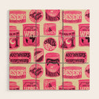 Vagabondâs Cupboard - pink and black on cream Wood Wall Art Gallery Image 1