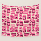 Vagabondâs Cupboard - pink and black on cream Wall Tapestry Gallery Image 4