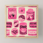 Vagabondâs Cupboard - pink and black on cream Mini Art Print Gallery Image 1