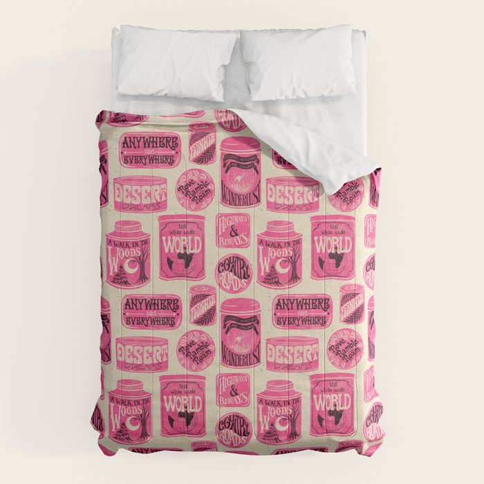 Vagabondâs Cupboard - pink and black on cream Comforter Gallery Image 1