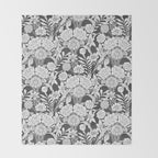 Vintage bohemian black white roses country floral Throw Blanket Gallery Image 2