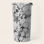 Vintage bohemian black white roses country floral Travel Mug Gallery Image 2