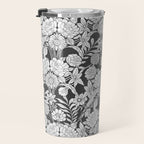 Vintage bohemian black white roses country floral Travel Mug Gallery Image 3