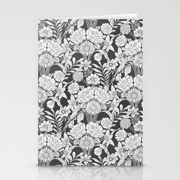 Vintage bohemian black white roses country floral Stationery Card Gallery Image 1