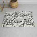 Vintage bohemian black white roses country floral Rug Gallery Image 1