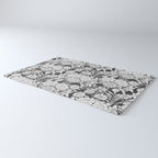 Vintage bohemian black white roses country floral Rug Gallery Image 3