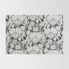 Vintage bohemian black white roses country floral Rug Gallery Image 2