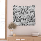 Vintage bohemian black white roses country floral Wall Tapestry Gallery Image 2