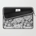 Vintage bohemian black white roses country floral Laptop Sleeve Gallery Image 2