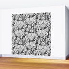 Vintage bohemian black white roses country floral Wall Mural Gallery Image 2