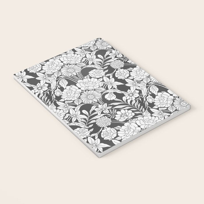 Vintage bohemian black white roses country floral Notebook Gallery Image 3