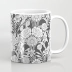 Vintage bohemian black white roses country floral Coffee Mug Gallery Image 1