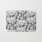 Vintage bohemian black white roses country floral Bath Mat Gallery Image 1