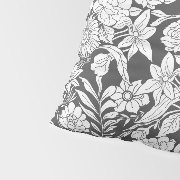 Vintage bohemian black white roses country floral Pillow Sham Gallery Image 4