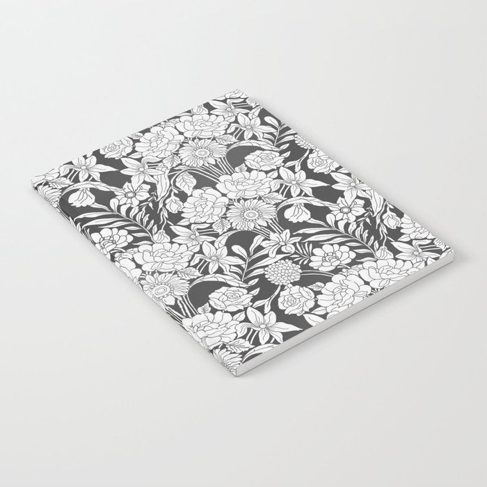 Vintage bohemian black white roses country floral Notebook Gallery Image 2