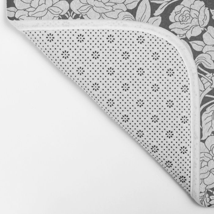 Vintage bohemian black white roses country floral Bath Mat Gallery Image 2