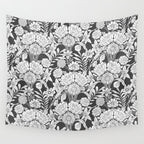 Vintage bohemian black white roses country floral Wall Tapestry Gallery Image 4