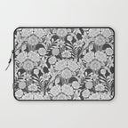 Vintage bohemian black white roses country floral Laptop Sleeve Gallery Image 1