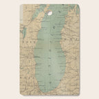Vintage Lake Michigan Lighthouse Map (1898) Cutting Board Gallery Image 1