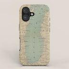 Vintage Lake Michigan Lighthouse Map (1898) iPhone Case Gallery Image 1