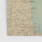 Vintage Lake Michigan Lighthouse Map (1898) Poster Gallery Image 3