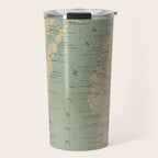 Vintage Lake Michigan Lighthouse Map (1898) Travel Mug Gallery Image 1