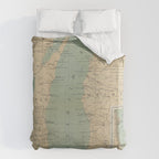 Vintage Lake Michigan Lighthouse Map (1898) Duvet Cover Gallery Image 6