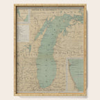 Vintage Lake Michigan Lighthouse Map (1898) Serving Tray Gallery Image 1