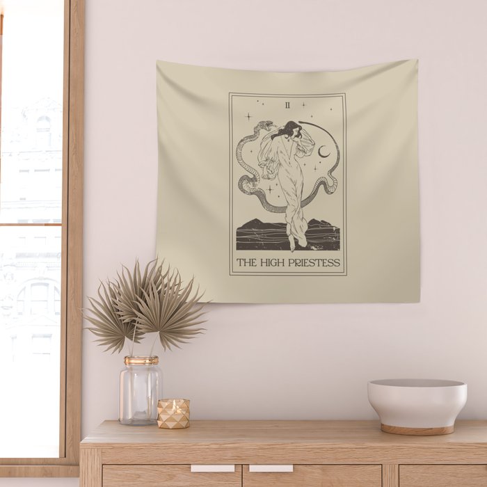 The High Priestess Card Poster. Witchy Girl and Mystic Snake Wall Tapestry Gallery Image 2