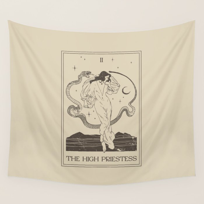 The High Priestess Card Poster. Witchy Girl and Mystic Snake Wall Tapestry Gallery Image 4