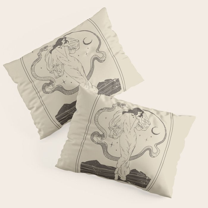 The High Priestess Card Poster. Witchy Girl and Mystic Snake Pillow Sham Gallery Image 1