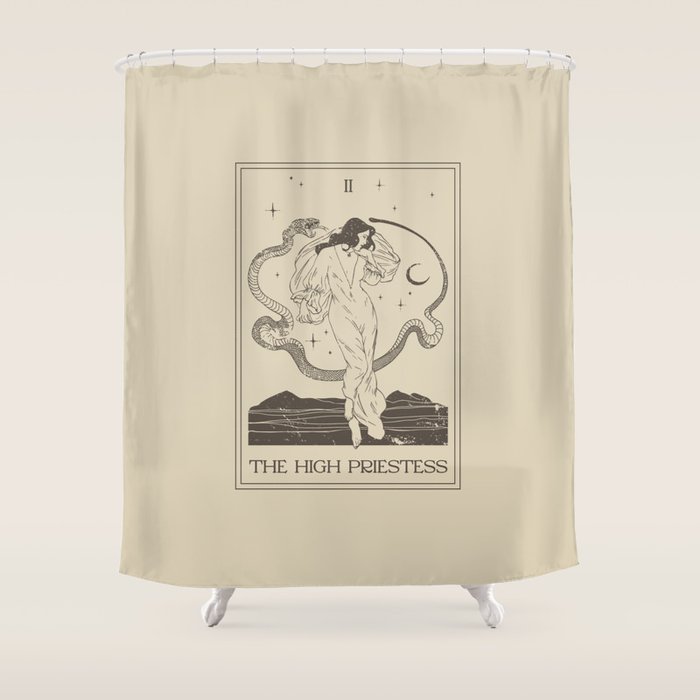 The High Priestess Card Poster. Witchy Girl and Mystic Snake Shower Curtain Gallery Image 1