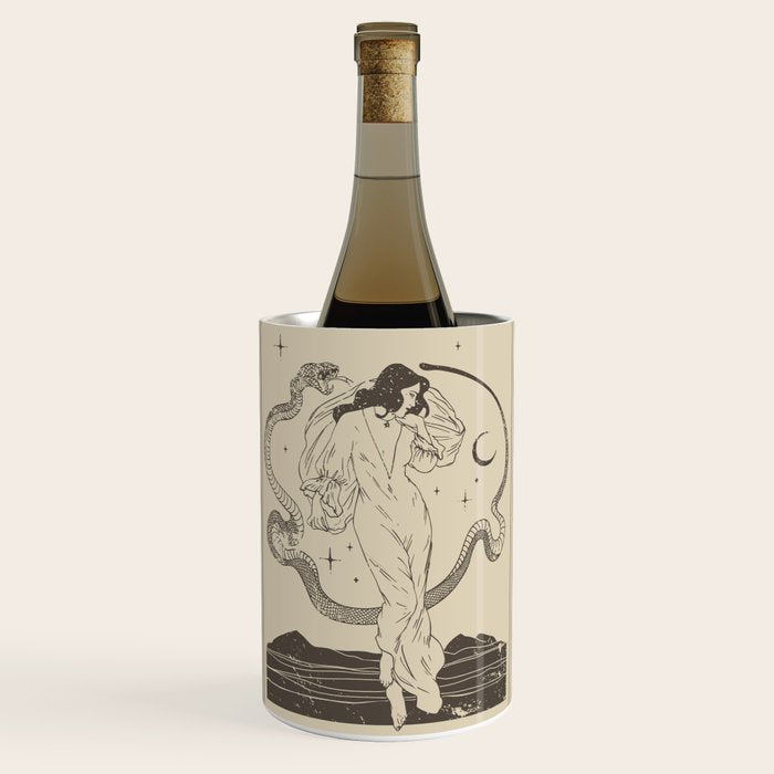 The High Priestess Card Poster. Witchy Girl and Mystic Snake Wine Chiller Gallery Image 1