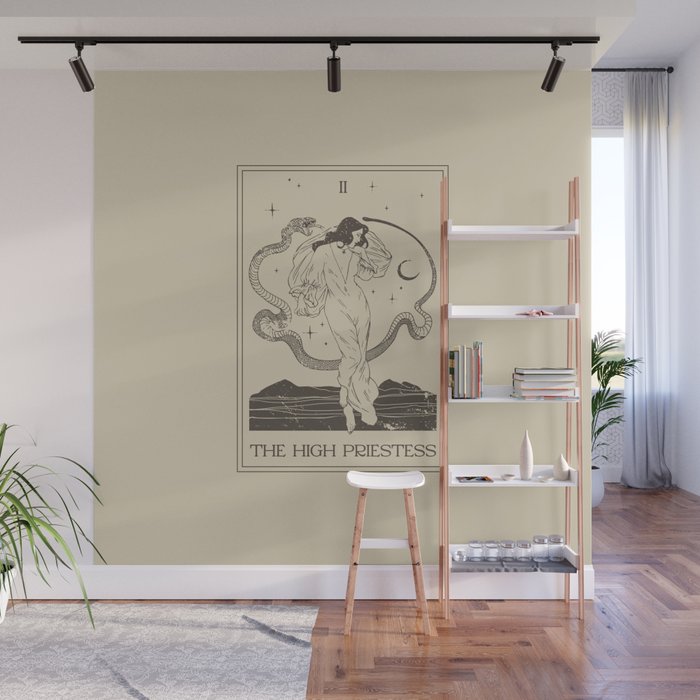 The High Priestess Card Poster. Witchy Girl and Mystic Snake Wall Mural Gallery Image 1
