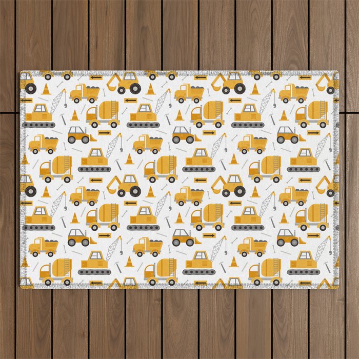 Construction Trucks Outdoor Rug Gallery Image 1