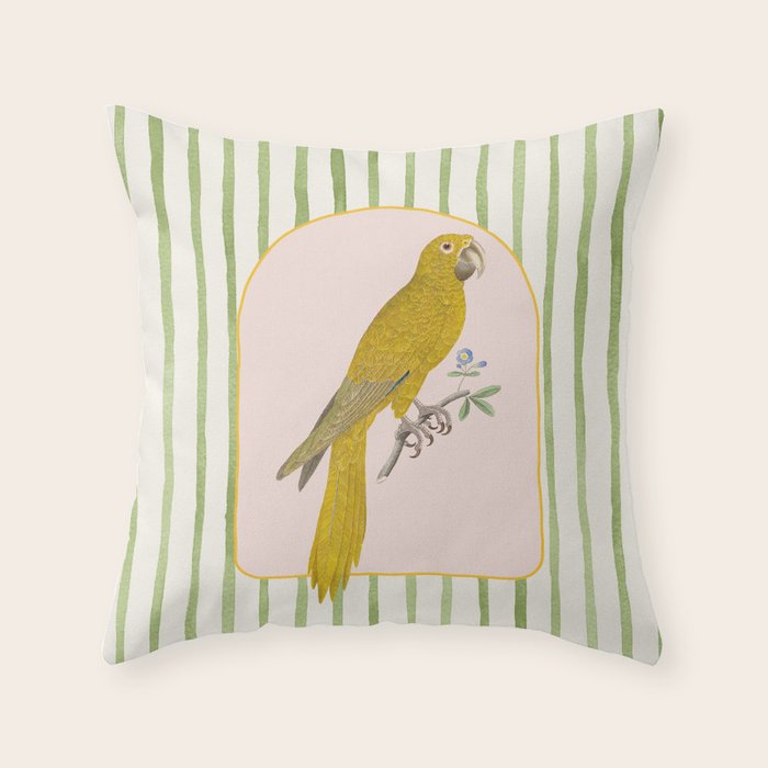 Yellow Parrot Throw Pillow Gallery Image 1