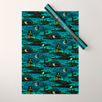 Halloween Night - Fox Fire Green Wrapping Paper Gallery Image 1