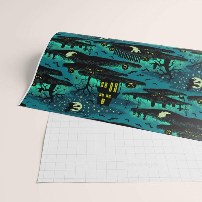 Halloween Night - Fox Fire Green Wrapping Paper Gallery Image 2