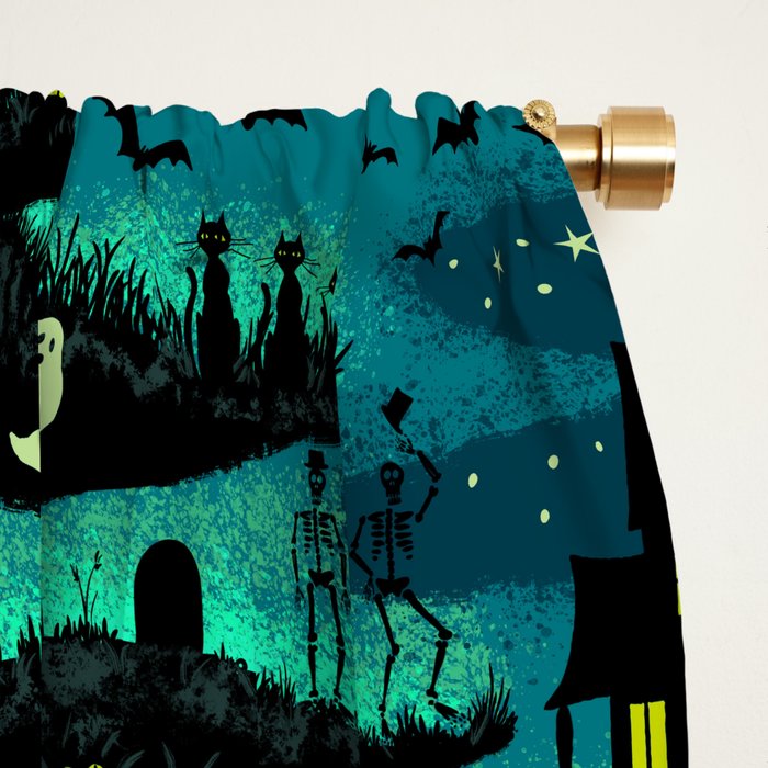 Halloween Night - Fox Fire Green Window Curtain Gallery Image 2