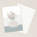 Wildflower bouquet in vase illustration - beige muted pink and dusty green flowers Stationery Card Gallery Image 2