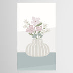 Wildflower bouquet in vase illustration - beige muted pink and dusty green flowers Tablecloth Gallery Image 2