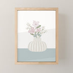 Wildflower bouquet in vase illustration - beige muted pink and dusty green flowers Mini Art Print Gallery Image 1