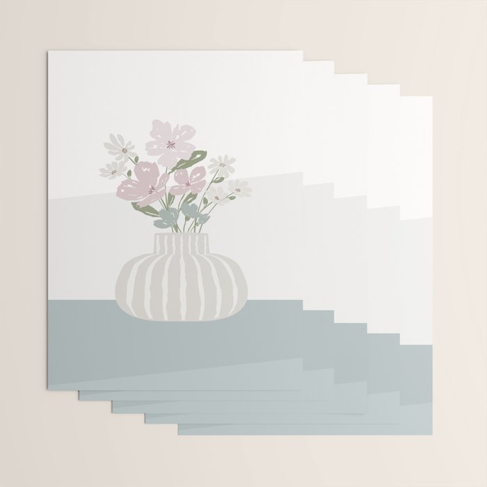 Wildflower bouquet in vase illustration - beige muted pink and dusty green flowers Wrapping Paper Gallery Image 3