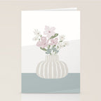 Wildflower bouquet in vase illustration - beige muted pink and dusty green flowers Stationery Card Gallery Image 2