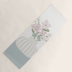 Wildflower bouquet in vase illustration - beige muted pink and dusty green flowers Yoga Mat Gallery Image 1