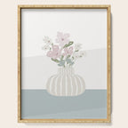 Wildflower bouquet in vase illustration - beige muted pink and dusty green flowers Serving Tray Gallery Image 1