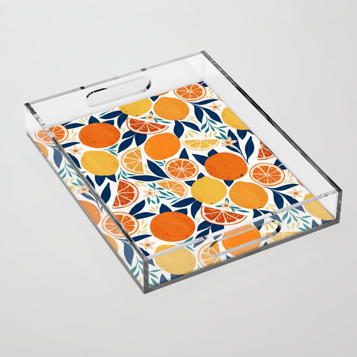 Citrus Fruits - Blue and Orange Acrylic Tray Gallery Image 1