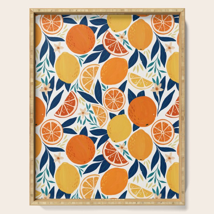 Citrus Fruits - Blue and Orange Serving Tray Gallery Image 1