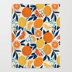 Citrus Fruits - Blue and Orange Poster Gallery Image 4